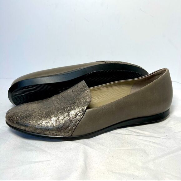 Ecco Touch Ballerina 2.0 Warm Grey Leather Flats EU40 US10 - Picture 1 of 11